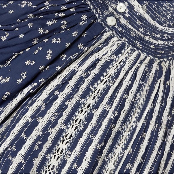 Doen Beatrice Navy and White Floral Mini Dress Cotton Poplin - Picture 3 of 14